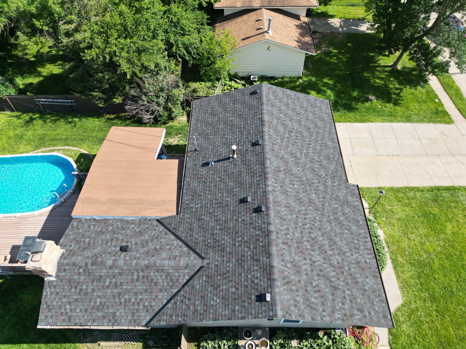 Completed roof, top down